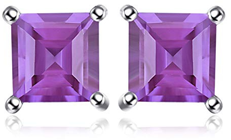JewelryPalace Pendientes de Tuerca Plata Mujer con Piedra Preciosa Corte Cuadrado o Princesa, Pendientes de Botón para Niña Plata Oro 14k Oro Rosa, Joyas Mujer