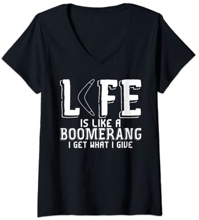 Damen Wurfsport Boomerang Witz Spruch Bumerange Bumerang T-Shirt mit V-Ausschnitt