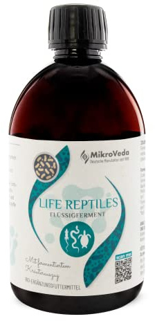 MikroVeda Life Reptiles 250ml, Bio Ergänzungsfuttermittel für Reptilien, fermentierter Kräuter- und Pflanzenextrakt mit MikroVeda Mikroorganismen