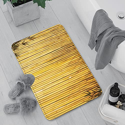 Badematte rutschfest, Badteppich für Badezimmer,Bambus, hohe Bambusstämme und Blätter Orientalische Natur Holzbild Natürliches Zen Asia,Waschbar Badezimmerteppich für Wohnzimmer Schlafzimmer 60x100 cm