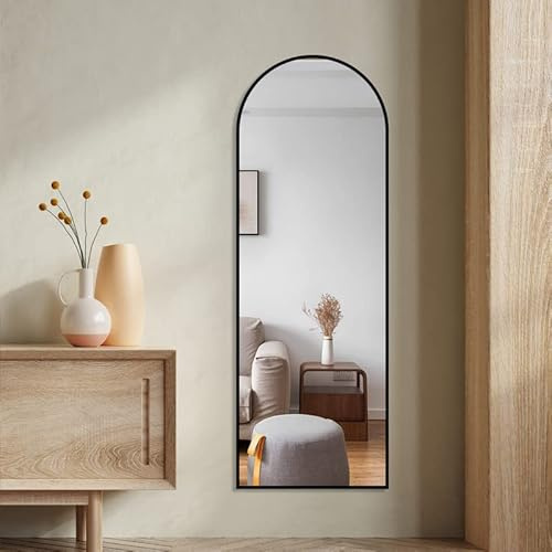 BD-Baode Standspiegel Bogen Wandspiegel mit Schwarz Aluminiumrahmen 40x140cm Bogen Ganzkörperspiegel Bodenspiegel Für Schlafzimmer Wohnzimmer