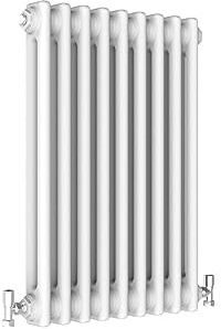 Radbliss Radiatore Orizzontale Tradizionale a 2 Colonne 600x425mm Bianco in Stile Ghisa Design RAD Riscaldamento Centralizzato