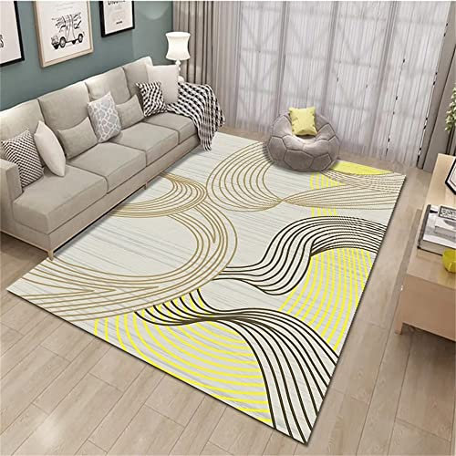 RUGMRZ Fleckerlteppich Großhandel mit geometrischen Streifen der Mode terrassenteppich Outdoor gelb Kinder Teppich büro deko fleckerlteppich Wohnzimmer Kamin teppich180x270CM