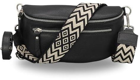 Brise Art Lucia Damen Bauchtasche Echtleder Handgefertigt Crossbody Bag | Damen Umhängetasche, Echtes Leder, Schultertasche mit Ledergurt & wahlweise gemustertem Riemen, 3 Fächer, Made in Italy