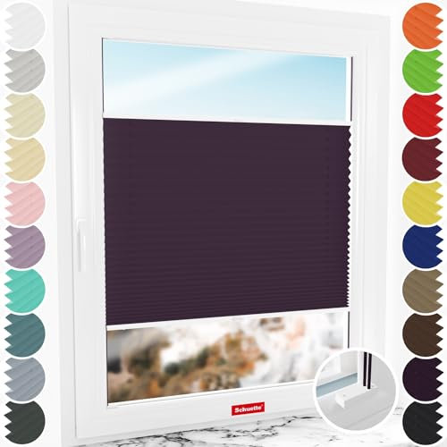 Schuette® Plissee mit Bohren zum Anschrauben ● Thermo Kollektion: Violet Paradise (Violett) ● 35x150cm (Breite x Höhe) ● Suprafix Faltrollo Befestigung ● Bequeme Rollo Montage inkl. Video