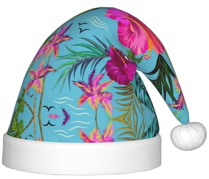 Hello Hawaii Festliche Kinder-Weihnachtsmannmütze – eine bequeme, bedruckte Weihnachtsmütze, ideal für Neujahr und festliche Feiertagsfeiern