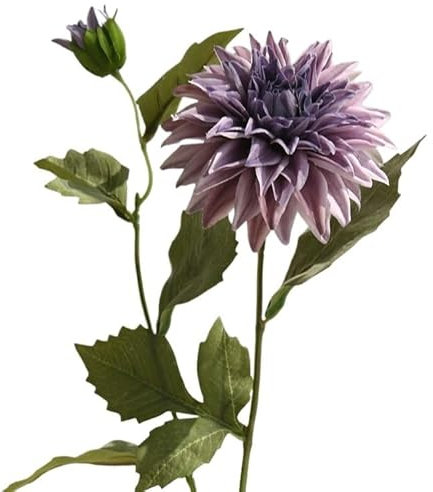 HXSCOO 2 Köpfe herbstlicher Dahlien, künstliche Blumen, Blumenarrangements, Retro-Fotografie-Requisiten (Color : Lila)