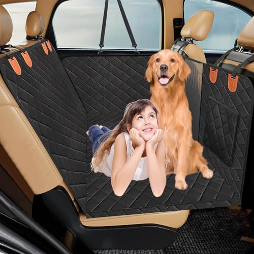 Donubiiu Pfoten pfotenschutz Stabiler autositzbezug,Autoschondecke Hund Rücksitz,Seitenschutz und Sichtfenster - Hunde Autodecke, Rückbank Schutz (Schwarz)