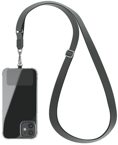 EAZY CASE catena universale per cellulare adatta a tutti gli smartphone, catena da appendere, cover con cordino, catena per smartphone da portare in giro, cinghia per cellulare, Antracite