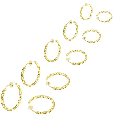 Hinvan 5 par rostfritt stål clip-on örhängen för män kvinnor pojkar flickor barn, falska icke-piercade örhängen män örhängen magnetiska kvinnor örhängen ring vridna öron manschett allergivänliga 13
