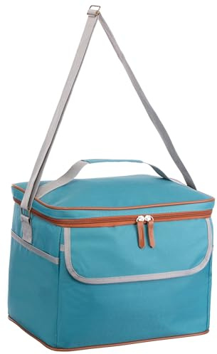 Brandsseller Kühltasche 19 Liter ca. 35 cm x 23 cm x 24 cm Faltbare Kühlbox Thermo-Shopper Strandtasche mit Isolierung für Lebensmittel Reißverschluss - Türkis