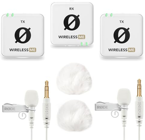 Rode Wireless ME Dual Mikrofon Funksystem WH + 2X Lavalier GO Weiss + 2X keepdrum Fell-Windschutz Weiss