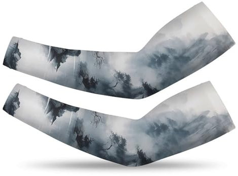 VTCTOASY Armstulpen für Männer und Frauen, UV-Sonnenschutz, Malerei mit Bäumen und Nebel, kühlende Tattoo-Abdeckung, Malen mit Bäumen und Nebel, XX-Large