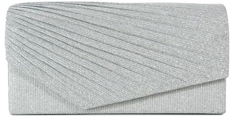YUEZHAN Abendtasche Damen Clutch Umschlag Kupplung Geldbörsen Für Frauen Abend Taschen Clutches Für Frauen Schulter Tasche Geldbörsen Handtaschen Hochzeits Party Geldbörse Silber