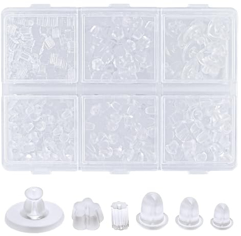 MOLENCO 600 Piezas Tuercas de Pendientes Silicona, 6 Estilos | Transparente Silicona Cierres Oreja Repuesto, Seguridad Broche De Pendiente Goma, Suaves y Ligeros, para Ganchos y Pernos