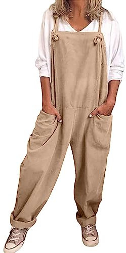 Overall Ärmelloser Latzhosen Damen Oversize Jumpsuit Lose Overall Ärmelloser Latzhosen Elegant Arbeitslatzhose mit Große Taschen und Träger Schlupfhose Frauen Trägerhose Baggy Hosen Schwarz