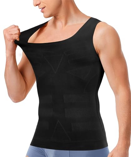 Bingrong Canotta Contenitiva Snellente Uomo Maglietta Compressione Modellante Dimagrante Fascia Pancia Sportivo Fitness Canottiera (IT, Testo, L, Regular, Regular, Standard, Nero)