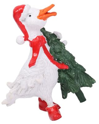yabaikekeji Weihnachtliche Cartoon-Entenstatue, Harz, Tierfigur, Ornament für Zuhause, Büro, Tisch, Garten, Dekoration