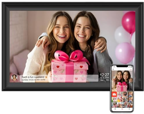 Digital Picture Frame, 32GB 2.4/5Ghz WiFi 15.6 Inch Large Digital Photo Frame, 1920x1080 IPS HD Touchscreen, SD Card/USB, Auto-Rotate, Easy Share Photos/Videos via App