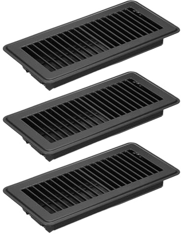 PATIKIL 10 X 4 Pulgadas Rejilla de Suelo, 3 Piezas Cubierta de Ventilación de Aire Resistente de Acero Ajustable Decorativa Rejillas de Suelo Fáciles de Ajustar, Negro