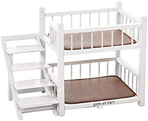 SXYKXYDL Small Dogs Medium Pet Bunk Bed with Stairs and Raised Perch - Double Layer Wood Frame Dog Cat Steps for Small/Medium Dogs Beds