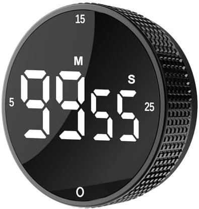 Upgraded Magnetic Digital Kitchen&Productivity Timer Loud Alarm Visual Pomodoro Timer with Large LED Display, 3 Presets (5/15/25min), 3 Volume Levels. Ideal for Cooking, Fitness & Office Use