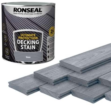AOC24 - Decking Stain Paint Slate 2.5L - Slip Resistant Ultimate Protection - Use On Exterior Hardwood Softwood Paint - Protects from Scuffs, Scratches and Foot Traffic