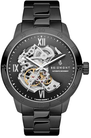 Seizmont Herrenuhr – Herren Armbanduhr Automatik – Gunmetal-graue Skelettuhr – 316L Edelstahl & Saphirglas