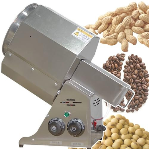 KJZQXYX Home Coffee Roaster, 1500w Portable Electric Coffee Bean Roaster Machine-21cm Drum Diameter, Electric Nut Peanut Bean Roasting Machine-Non-Stick Pan (Silver)