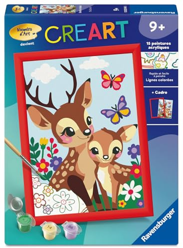 Ravensburger - CreArt Kids 18x24 cm - Konstnummer - Bambi och baby - Målningssats med siffror - Från 9 år gammal - 12023046