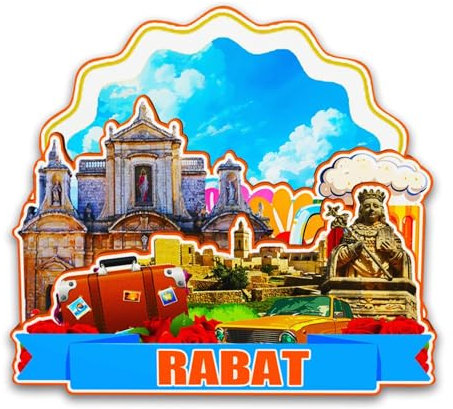 Orlybar Rabat Malta Magnete da frigorifero in legno 3D punti di riferimento viaggio da collezione souvenir decorazione magnete frigorifero fatto a mano -6385