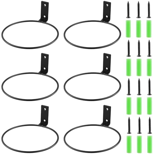 KEILEOHO 6 Stück Blumentopfhalter Ring, 15 cm Schwarz Wandhalterung Blumentopf mit Schrauben und Dübeln, Blumentopf Halterung für Pflanztöpfe Balkon und Garten