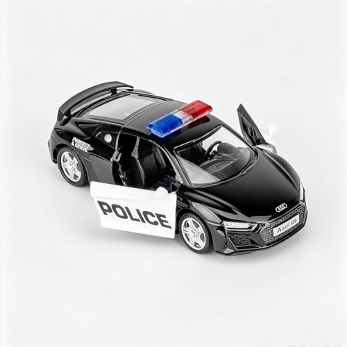 BGHSCA 1/36 Scale Audi R8 Diecast Model Car, Zinc Alloy Pull Back Vehicles Toy Car for Kids Adults Police