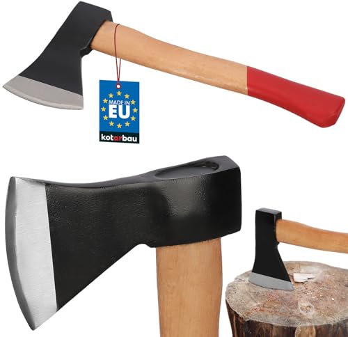 KOTARBAU® Ascia doppia a cuneo per tagliare la legna 800 g in acciaio con manico in legno impregnato Ascia a mano con protezione