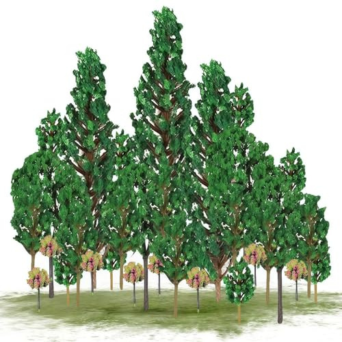 Kiuiom Landschaft Modell Bäume, Modell Bäume, Modellbau Bäume, 38PCS Mixed Bäume Miniatur Deko Gemischte Architektur für DIY Miniatur Landschaft Modelleisenbahn Sandtisch (3-13 cm)