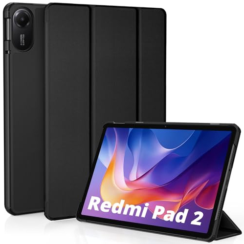 EasyAcc Funda Compatible con Xiaomi Redmi Pad 2, Funda Trasera Transparente Ultrafina,Negro