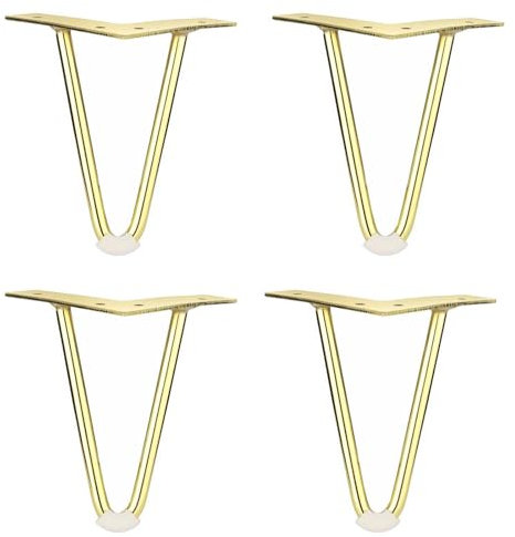 GLMGBP Set mit 4 goldenen Haarnadel-Tischbeinen, 40 cm, Möbelbeine aus Metall für kleine Couchtische, modernes Design der Mitte des Jahrhunderts, stabile und stilvolle Unterstützung für die Innenei