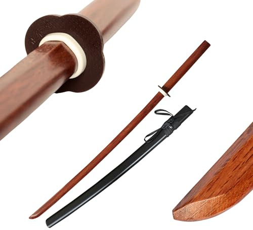 DEPICE Bokken Katana Red Oak with Saya - Iaido, Aikido, Kendo, Kenjutsu - Approx. 101 cm, Bokken Approx. 450 g