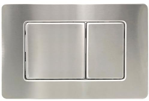 AQUAUNO Drückerplatte WC Edelstahl – WC Betätigungsplatte aus Edelstahl für 2-Mengen-Spülung, Wasser sparende Spültaste, kompatibel mit Geberit Sigma, chrom