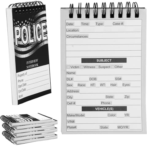 PruQuaiy 6 Pcs Public Safety Police Field Interview Notebook Report Notepad for Law Enforcement Officer Gifts Ticket Book Notebook Cop Interview Equipment Accessories, 70 Sheets/ 140 Pages(3.5x5 Inch)