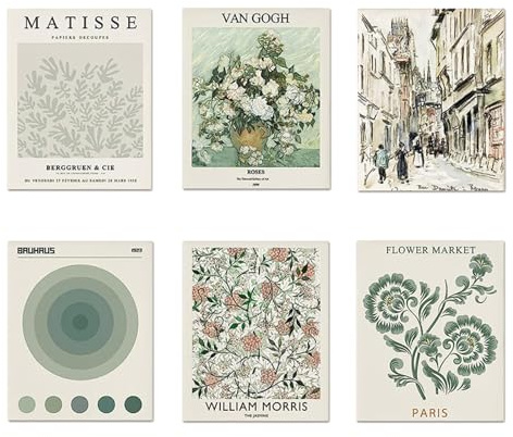 deegbbyi 6 Pezzi Quadro Moderno, Quadro Decorativo Matisse, Set di Poster con Piante Verdi Matisse, Adatto per Camera da Letto, Soggiorno, Sala da Pranzo, Ufficio, Senza Cornice