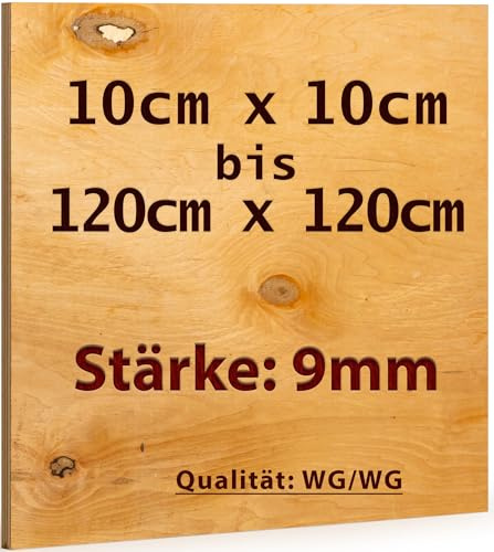 Sperrholz-Platte 90x100 cm | Stärke: 9mm | Multiplex Zuschnitt | Hochwertige Qualität - ideal und günstig außerhalb des Sichtbereichs | Basteln, Modellbau & DIY Holzarbeiten