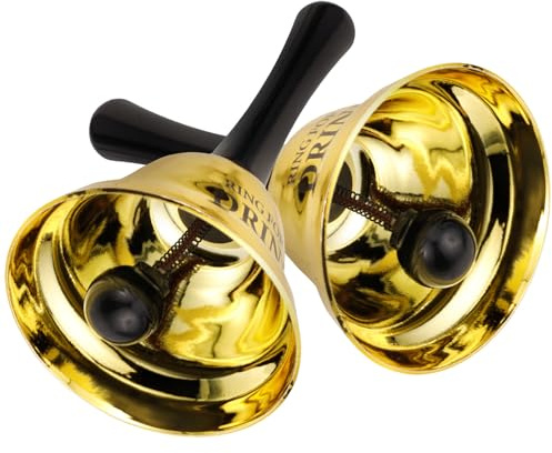 Alipis Lot de 2 Sonnettes Métalliques à Main Dorées Drink 13X75 CM Sonnette de Service pour Bar Restaurant et Bureau Cloches d'Appel Décoratives pour Fête et Événement