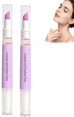 Penna a olio per cuticole con spingi cuticole in ceramica, penna per la cura delle unghie per rimuovere le piccole pelli e riparare le cuticole, penne di oli delicati per cuticole. 2 pezzi