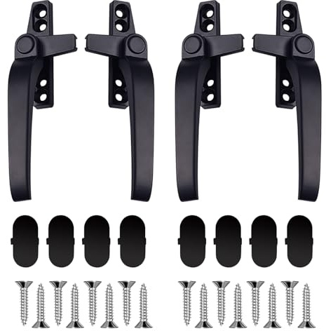 DYHNQE 4PCS UPVC Window Handle, Cockspur Window Handles with Fixing Screws Double Glazed Window Handle Replacement for Home Office Room Inside Outside