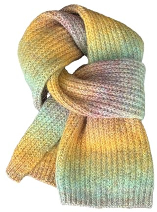 Kashmirscarf， 25 * 160 cm 1/2 st röda orange regnbågsrandiga ullhalsdukar söt vinterhalsduk(Yellow Green 1pc)