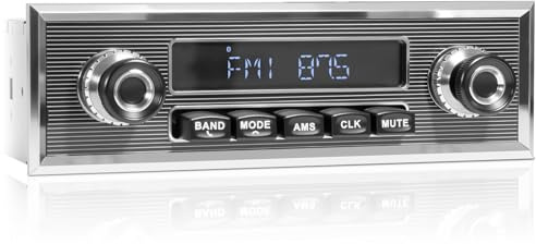 Retro Car Radio Receiver with Bluetooth: Single Din Vintage Stereo for Classic Vehicles - AM FM USB AUX Preset EQ Subwoofer Output