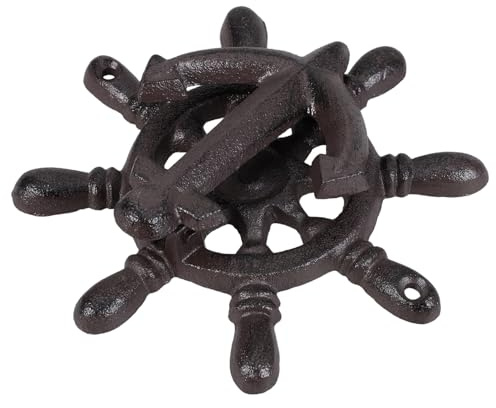 DOITOOL Heurtoir de Porte en Fonte Noire Style Vintage Ancre Marine, Poignée Décorative en Fer Robuste pour Portes Bois et Métal, pour Entrée et Meubles Anciens, Facile à Installer,