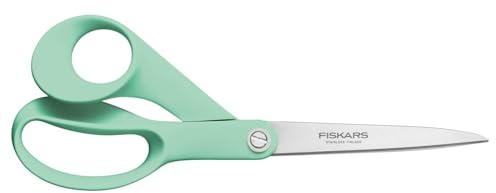 Fiskars Inspiration Tijeras Multiusos de 21 cm, Hechas en Finlandia, Hoja de Acero Inoxidable Afilada Con Precisión, Mango Ergonómico, Aptas Para Lavavajillas, Verde Menta, 1084003