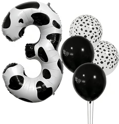 Tourima 40 Zoll Kuh Luftballon Zahl 3, Bauernhof Geburtstag Deko, Kuh Deko & Bauernhoftiere Party Animals, Folienballon 3 mit 12 Ballons, Happy Birthday Luftballons Geburtstag 3 Jahre Mädchen Junge